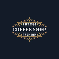 vintage badges of coffee, coffee shop and emblems