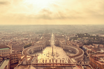 Aerial view of St Peter's square in Vatican, Rome Italy - obrazy, fototapety, plakaty
