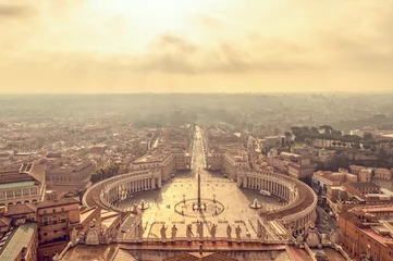 Poster Aerial view of St Peter's square in Vatican, Rome Italy © Delphotostock