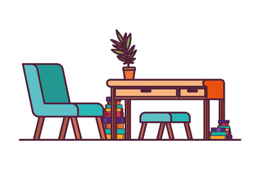 Fototapeta premium living room with desk and books