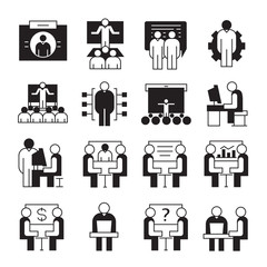 entrepreneurship, business management and organization icons