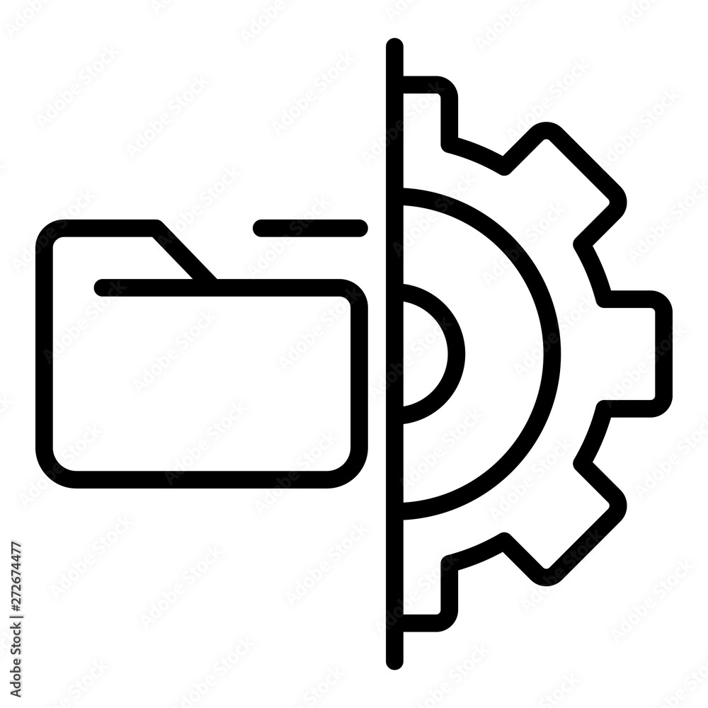 Aufkleber folder and gear icon. outline folder and gear vector icon for web design isolated on white backgroun