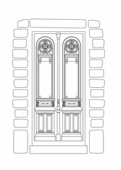 Drawing of an old door