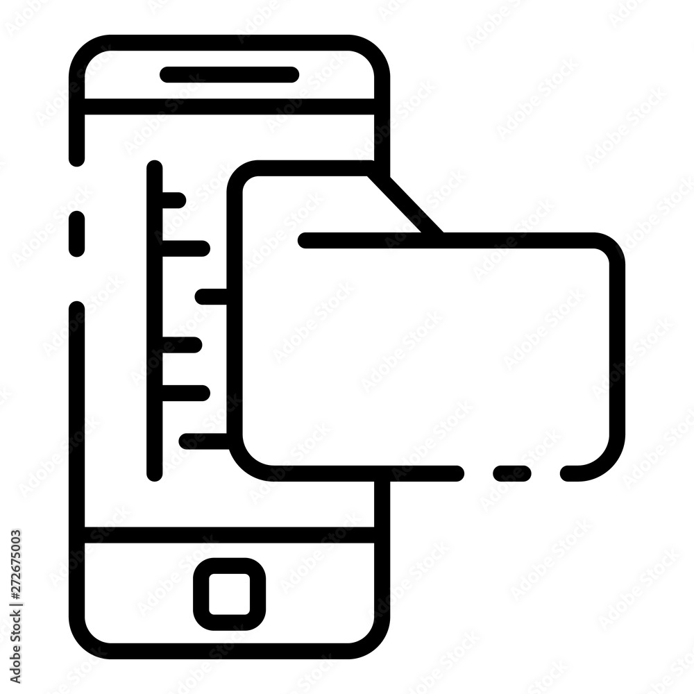 Poster Smartphone and folder icon. Outline smartphone and folder vector icon for web design isolated on white background