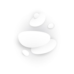 Total white abstract smooth figures with shadows.