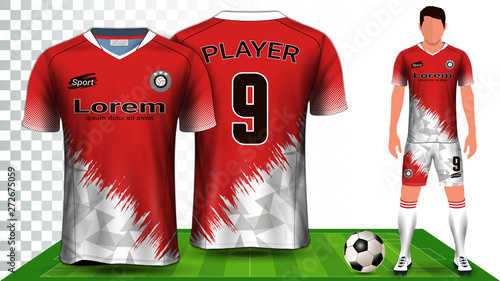 Download Soccer Jersey Sport Shirt Or Football Kit Uniform Presentation Mockup Template Front And Back View Including Shorts And Socks And It Is Fully Customization Isolated On Transparent Background Wall Mural Prairat