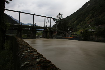 Kraftwerk Mörel Schweiz Wallis Hochwasser