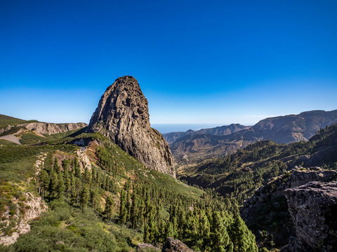 Beautiful panoramic scenery of the mountains in Garajonay National Park in La Gomera Canary Islands Spain