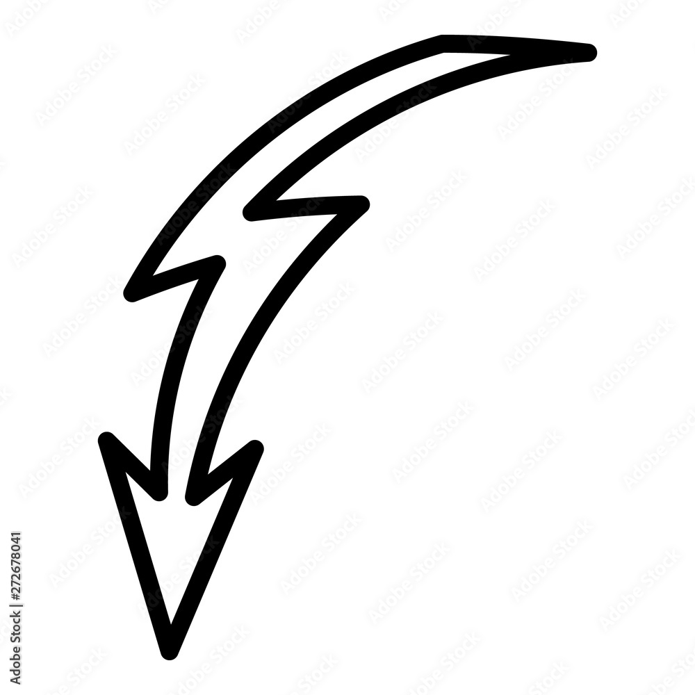 Poster curved lightning icon. outline curved lightning vector icon for web design isolated on white backgro