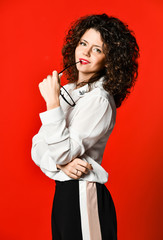 Business style fashion portrait of young woman