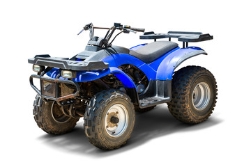 ATV Quad bike, All-Terrain vehicle, isolated on white background with clipping path - obrazy, fototapety, plakaty