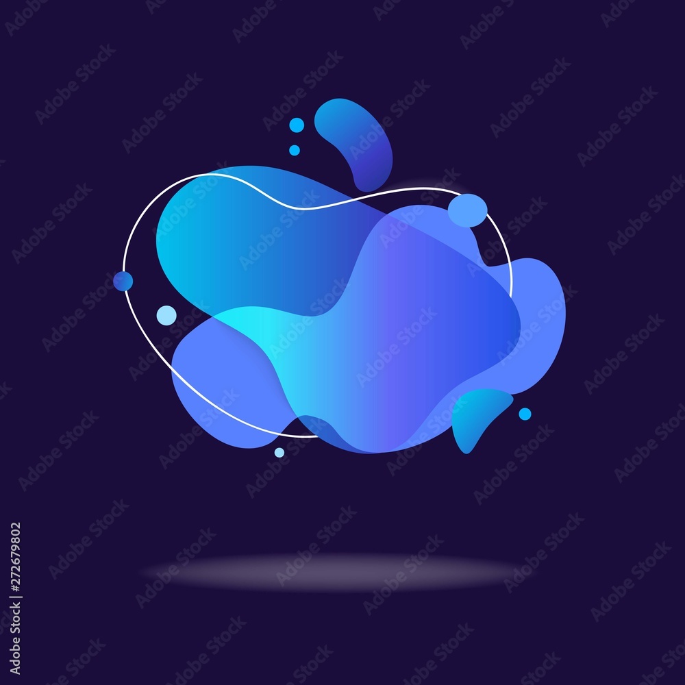 Poster blue dynamic liquid abstract elements and outline. graphic element. futuristic color gradient fluid 