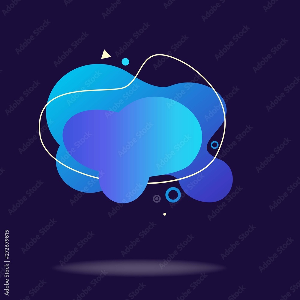 Poster blue flowing liquid abstract elements and outline. graphic element. futuristic color gradient fluid 
