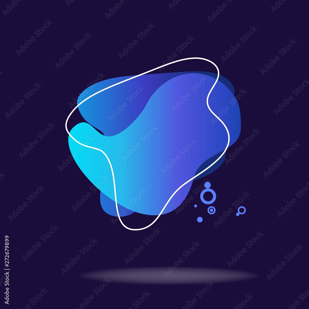 Poster blue liquid abstract elements and outline. graphic element. futuristic color gradient fluid design. 