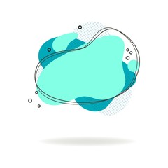 Blue flowing liquid abstract elements. Dynamic graphic element. Trendy color fluid design. Template for minimal banner, presentation, logo, flyer, signage. Vector illustration.