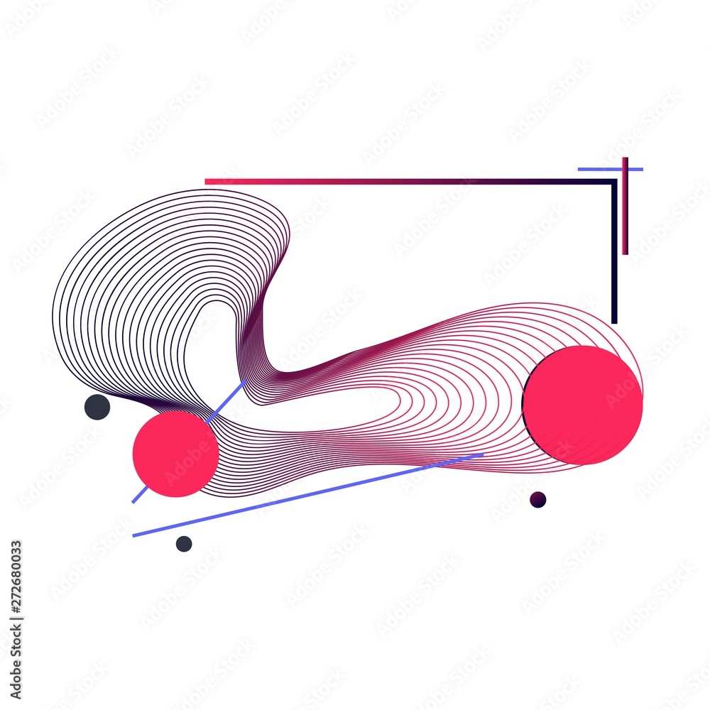 Poster futuristic abstract element, bright circles and lines. graphic element. modern colorful gradient flu