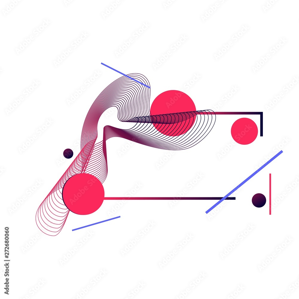 Aufkleber futuristic abstract element with red lines and circles. graphic element. modern colorful gradient fl