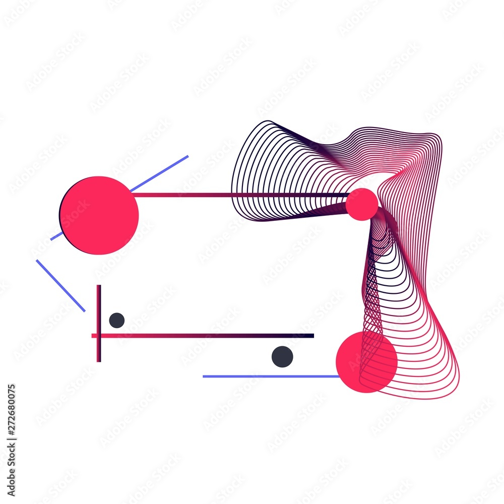 Aufkleber futuristic abstract element, red circles and lines. graphic element. modern colorful gradient fluid 