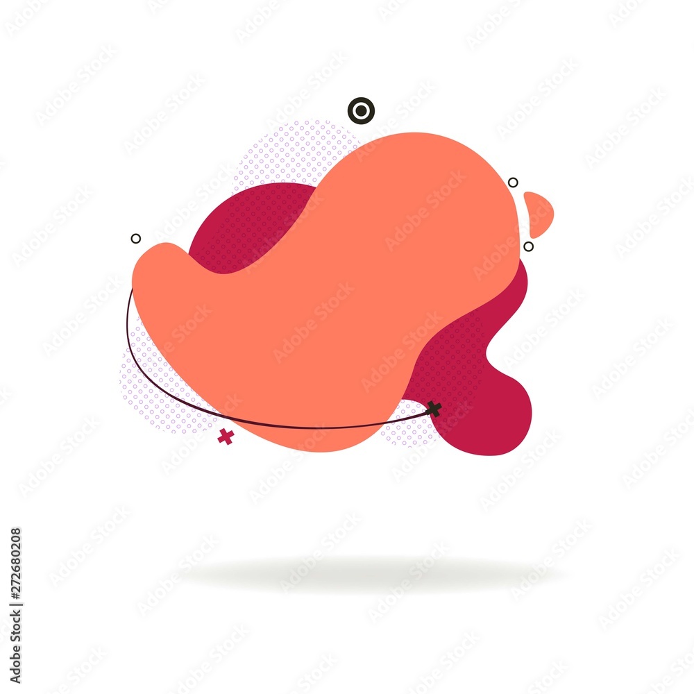 Poster orange and red flowing liquid abstract elements. dynamic graphic element. trendy color fluid design.