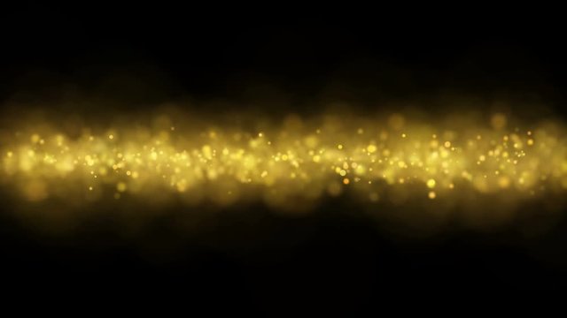 Abstract golden background with light in center and particles. Starburst with sparks.