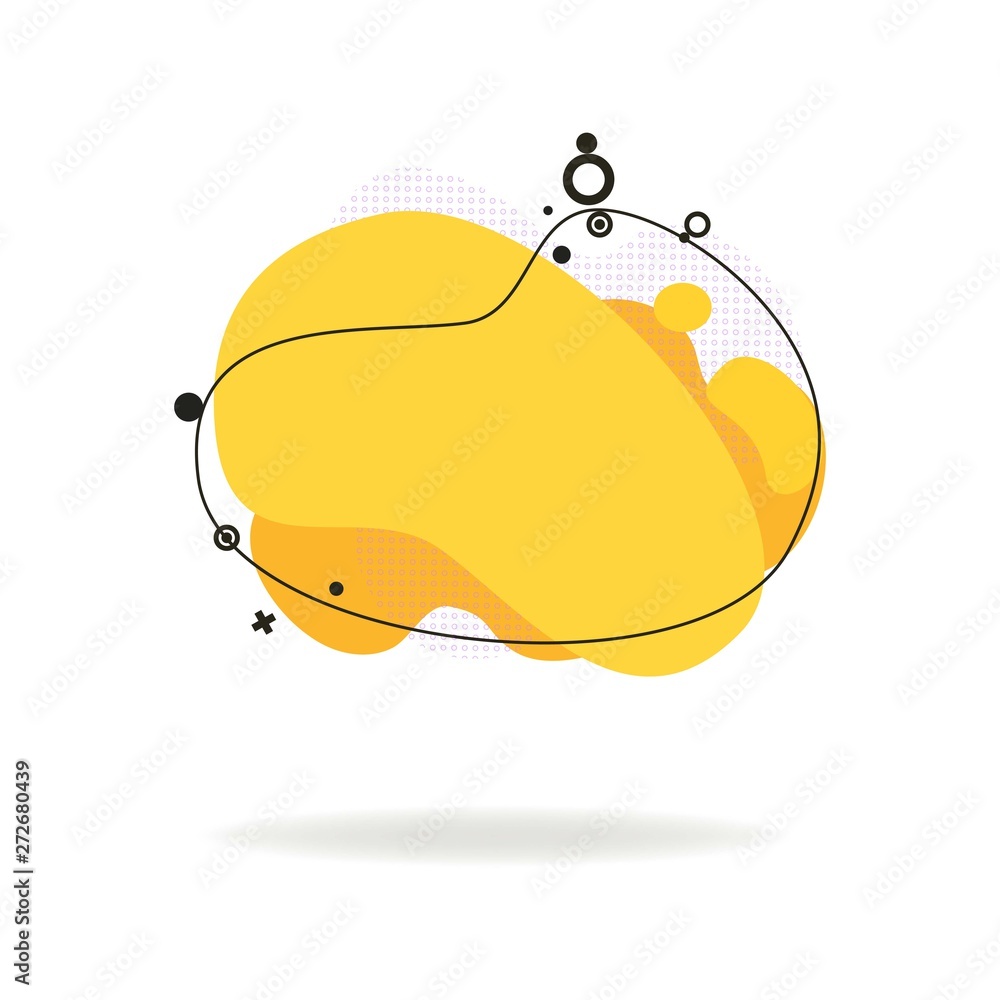 Poster yellow flowing liquid abstract elements. dynamic graphic element. trendy color fluid design. templat