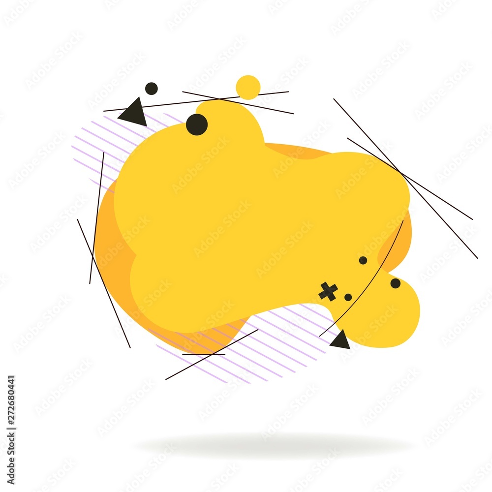 Aufkleber yellow flowing liquid abstract elements with hatching and lines. dynamic graphic element. trendy col