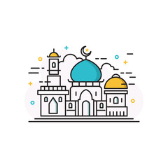 mosque line / ramadan theme design template background vector logo design