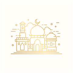 mosque line / ramadan theme design template background vector logo design
