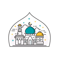 mosque line / ramadan theme design template background vector logo design
