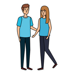 Fototapeta premium young couple lovers avatars characters