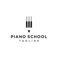 piano school pencil concept vector logo design