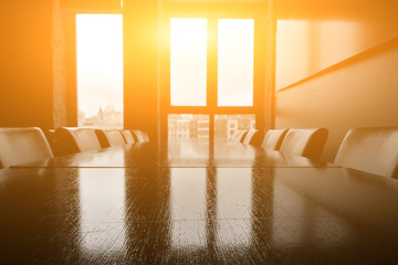 Meeting room, Dark color table and chairs. Opposite the window with access to the city. From the...