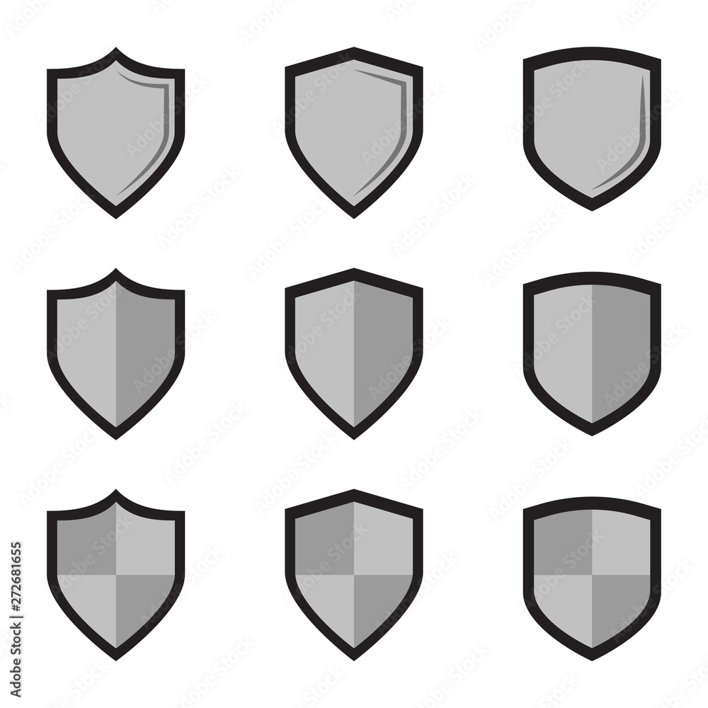 Sticker Shield icons on white background. Vector illustration.