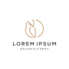 Obraz premium prosta linia szablon projektu logo wektor sowa