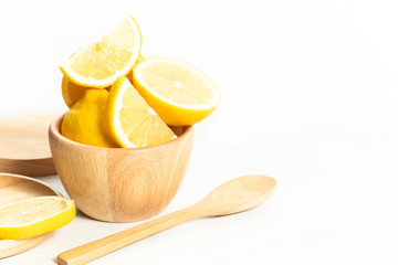 natural lemon fruit fresh vegetable with wet waterdrop, kitchen table isolated background, organic...