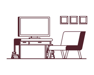 comfortable sofa in living room with plasma tv