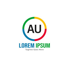 Obraz premium AU Letter Logo Design. Creative Modern AU Letters Icon Illustration