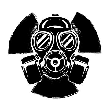 Sign of radioactivity with gas mask: the concept of pollution and danger. Gas  Mask grunge vector illustration. Radioactive sign. Radioactive hazard.  Stock-vektor | Adobe Stock