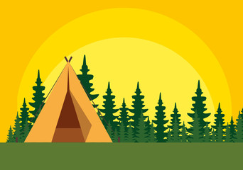 camping zone with camping tent scene