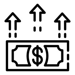The growth of the dollar icon. Outline the growth of the dollar vector icon for web design isolated on white background