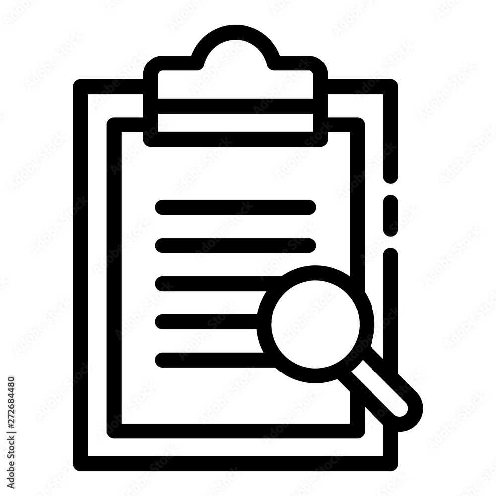 Poster blank and magnifier icon. outline blank and magnifier vector icon for web design isolated on white b