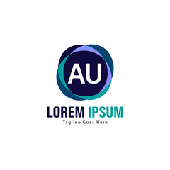 AU Letter Logo Design. Creative Modern AU Letters Icon Illustration