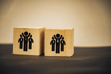 wooden cubes image of staff on a white background