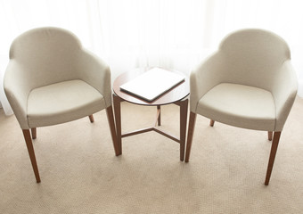 Modern laptop on wooden table