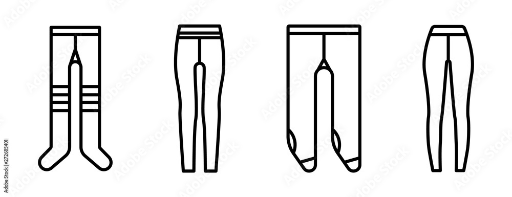 Poster tights icons set. outline set of tights vector icons for web design isolated on white background