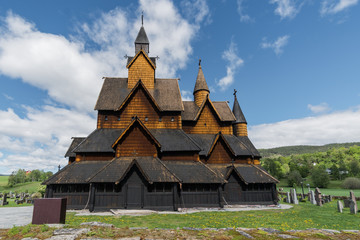 Fototapeta na wymiar Heddal the beautiful wooden church