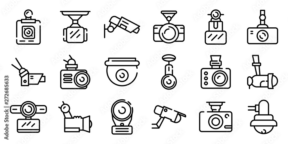 Aufkleber dvr camera icons set. outline set of dvr camera vector icons for web design isolated on white backgr