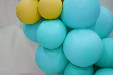 Blue balloon and Yellow balloon on white background