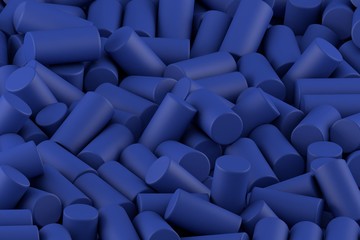 Fototapeta premium Abstract background of randomly arranged matte cylinders of blue
