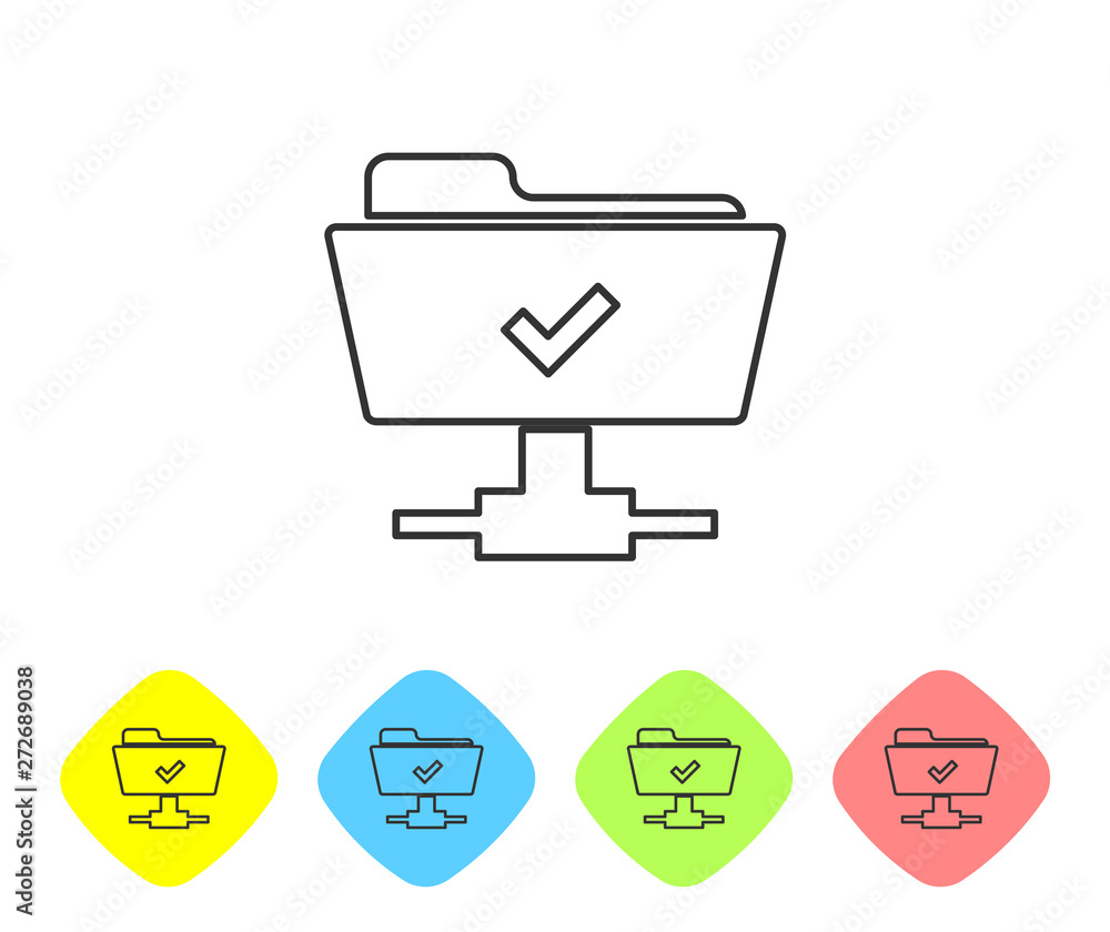 Aufkleber ftp operation successful line icon on white background. concept of software update, transfer protoco